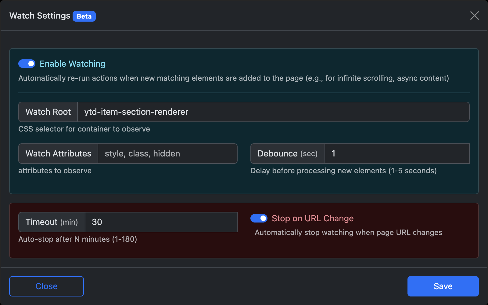 Watch Settings