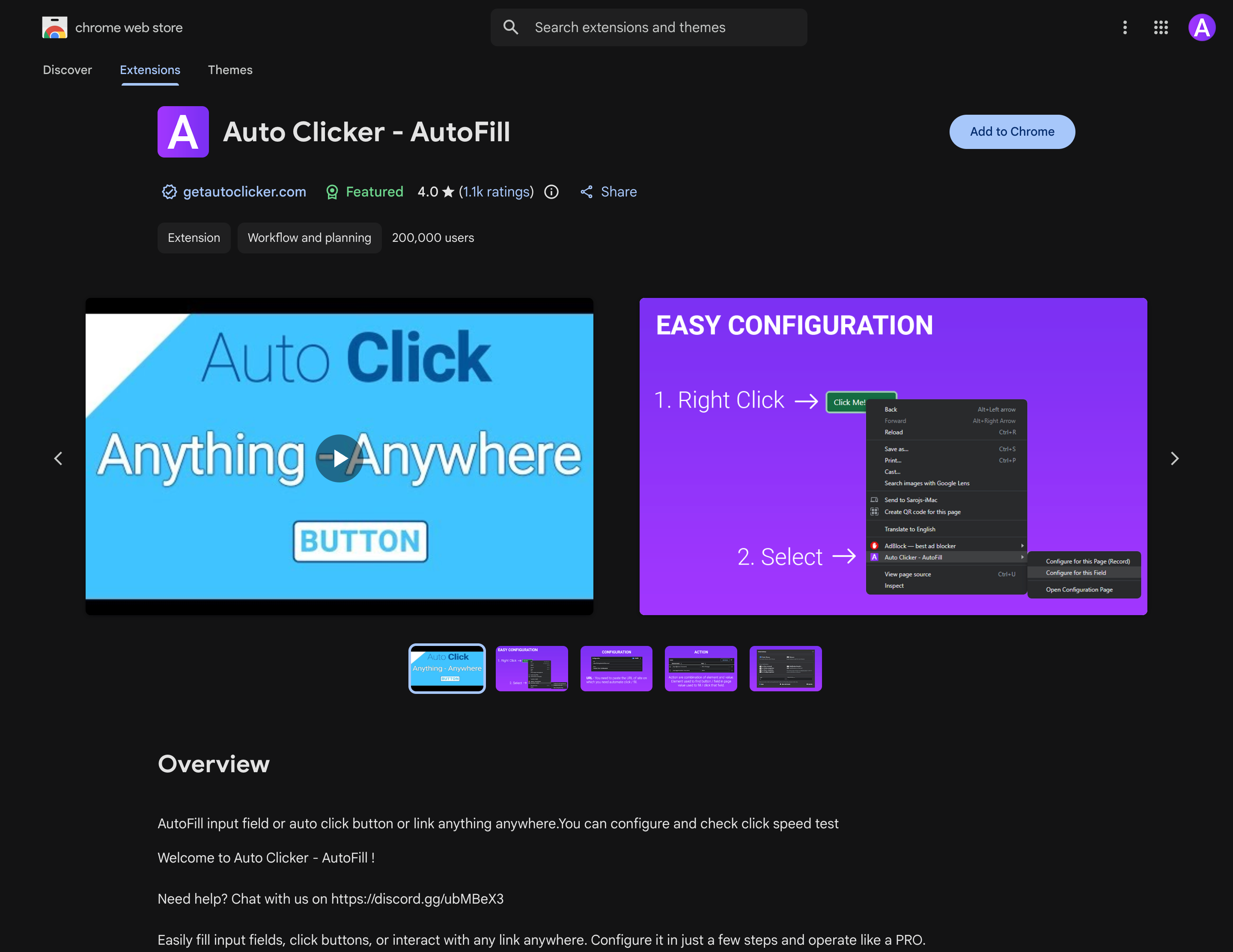 Chrome Web Store listing